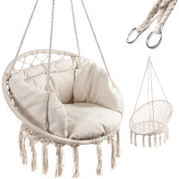 Houpací křeslo LUARO s opěradlem - ecru - 80 cm + polštář