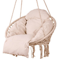 Houpací křeslo LUARO s opěradlem - ecru - 80 cm + polštář XXL