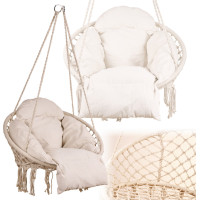 Houpací křeslo LUARO s opěradlem - ecru - 80 cm + polštář XXL