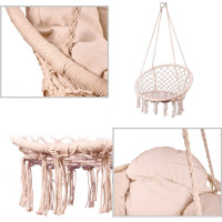 Houpací křeslo LUARO s opěradlem - ecru - 80 cm + polštář XXL