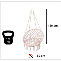 Houpací křeslo LUARO s opěradlem - ecru - 80 cm + polštář XXL
