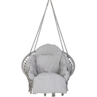 Houpací křeslo LUARO s opěradlem - šedé - 80 cm + polštář XXL