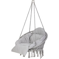 Houpací křeslo LUARO s opěradlem - šedé - 80 cm + polštář XXL