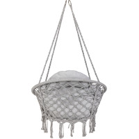 Houpací křeslo LUARO s opěradlem - šedé - 80 cm + polštář XXL