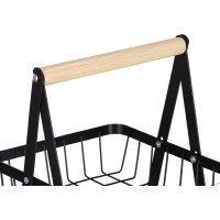 Dvoupatrový koš na ovoce a zeleninu - černý (kov, dřevo)