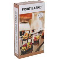 Dvoupatrový koš na ovoce a zeleninu - černý (kov, dřevo)