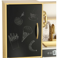 Dětská dřevěná kuchyňka s lednicí - bílá/zlatá