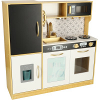 Dětská dřevěná kuchyňka s lednicí - bílá/zlatá