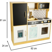 Dětská dřevěná kuchyňka s lednicí - bílá/zlatá
