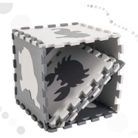 Pěnová puzzle podložka pro děti 9 prvků - šedá/ecru - 85cm x 85cm x 1cm