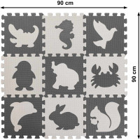 Pěnová puzzle podložka pro děti 9 prvků - šedá/ecru - 85cm x 85cm x 1cm