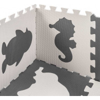Pěnová puzzle podložka pro děti 9 prvků - šedá/ecru - 85cm x 85cm x 1cm