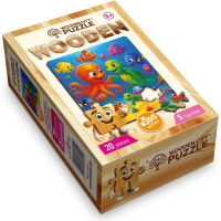 WOODEN CITY Dřevěné puzzle Chobotnice a želva 20 dílků