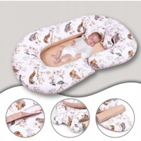 Hnízdečko (kokon) pro miminko/těhotenský polštář 2v1 s doplňky - Ptáčci/béžové