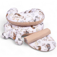 Hnízdečko (kokon) pro miminko/těhotenský polštář 2v1 s doplňky - Ptáčci/béžové