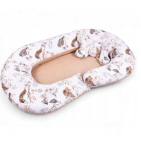 Hnízdečko (kokon) pro miminko/těhotenský polštář 2v1 s doplňky - Ptáčci/béžové