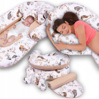 Hnízdečko (kokon) pro miminko/těhotenský polštář 2v1 s doplňky - Ptáčci/béžové
