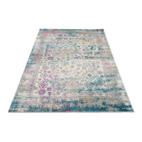Kusový koberec AZUR vintage - šedý/růžový/modrý, 160x220 cm