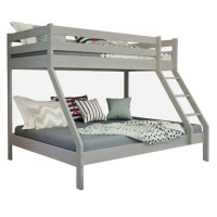 Dětská patrová postel z masivu 200x90 cm s rozšířeným spodním lůžkem 140 cm DENIS, se šuplíkem - šedá