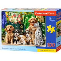 CASTORLAND Puzzle Štěňata, prádlo a ptačí dovádění 100 dílků