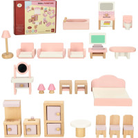 Dřevěný nábytek do domečku pro panenky - růžový
