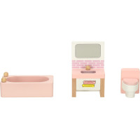 Dřevěný nábytek do domečku pro panenky - růžový