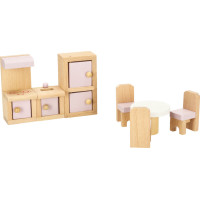 Dřevěný nábytek do domečku pro panenky - růžový