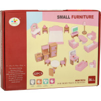 Dřevěný nábytek do domečku pro panenky - růžový