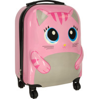 Dětský cestovní kufr na kolečkách - Růžová kočka