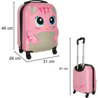 Dětský cestovní kufr na kolečkách - Růžová kočka