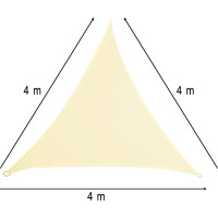 Ochranná trojúhelníková stínící plachta proti slunci LUARO - 4x4x4 m - béžová