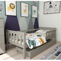 Dětská postel z masivu borovice FRANK - 200x90 cm - šedá