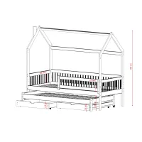 Dětská domečková postel s přistýlkou a šuplíky PIPER - 200x90 cm - bílá