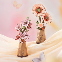 RoboTime 3D dřevěná skládačka Oranžová gerbera