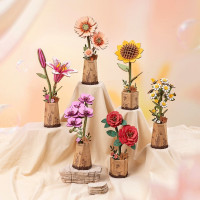 RoboTime 3D dřevěná skládačka Oranžová gerbera