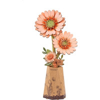 RoboTime 3D dřevěná skládačka Oranžová gerbera