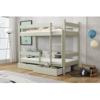 Dětská patrová postel z masivu borovice LEGEND se šuplíky - 180x80 cm - OLIVOVĚ ZELENÁ