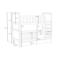 Dětská patrová postel z masivu borovice BARTOLOMĚJ se šuplíky - 200x80 cm - BÍLÁ