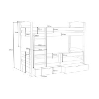Dětská patrová postel z masivu borovice KAJETÁN se šuplíky - 200x90 cm - BÍLÁ