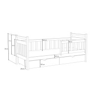 Dětská postel z masivu borovice NATÁLIE se šuplíky - 200x90 cm - PŘÍRODNÍ BOROVICE
