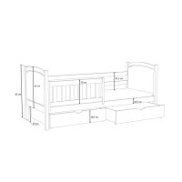 Dětská postel z masivu borovice NOEL se šuplíky - 200x90 cm - PŘÍRODNÍ BOROVICE