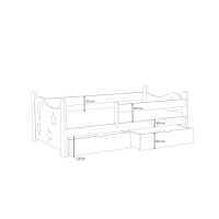 Dětská postel z masivu borovice STARS s výřezem a šuplíky - 200x80 cm - PŘÍRODNÍ BOROVICE