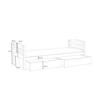 Dětská postel z masivu borovice TORNADO se šuplíky - 200x90 cm - PŘÍRODNÍ BOROVICE