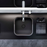 Kerasan HAKO keramické umyvadlo na desku 30x30cm, černá mat 554331