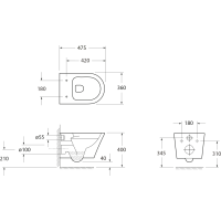 Sapho PACO SHORT závěsná WC mísa, Rimless, 36x47, 5cm, bílá PZ1012SH
