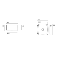 Kerasan HAKO keramické umyvadlo na desku 30x30cm, černá mat 554331