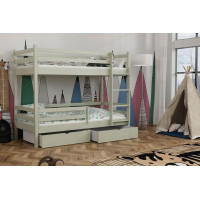 Dětská patrová postel z masivu borovice LEGEND PLUS se šuplíky - 180x80 cm - OLIVOVĚ ZELENÁ