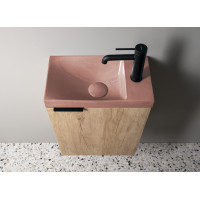 Sapho AGOS betonové umývátko 40x22cm, levé/pravé, růžová pololesk AS40021