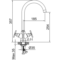 Sapho XELLA stojánková dřezová baterie, gun metal XE603GM