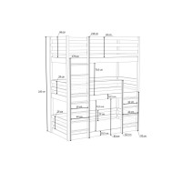 Dětská třípatrová postel z masivu borovice ARIZONA - 190x90 cm - PŘÍRODNÍ BOROVICE